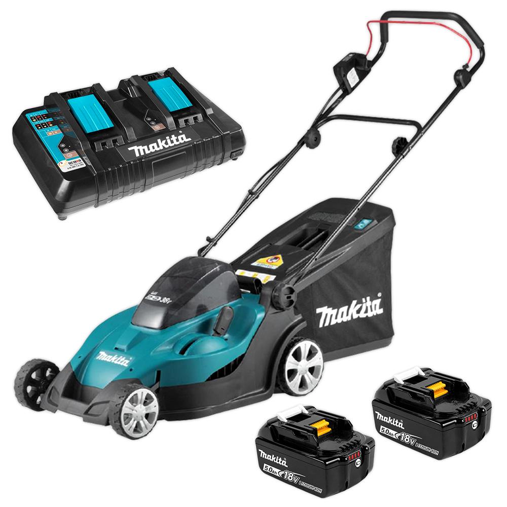 Makita DLM432PT2 Akumuliatorinė vejapjovė 2X18V, 43cm, 2X5,0Ah Li
