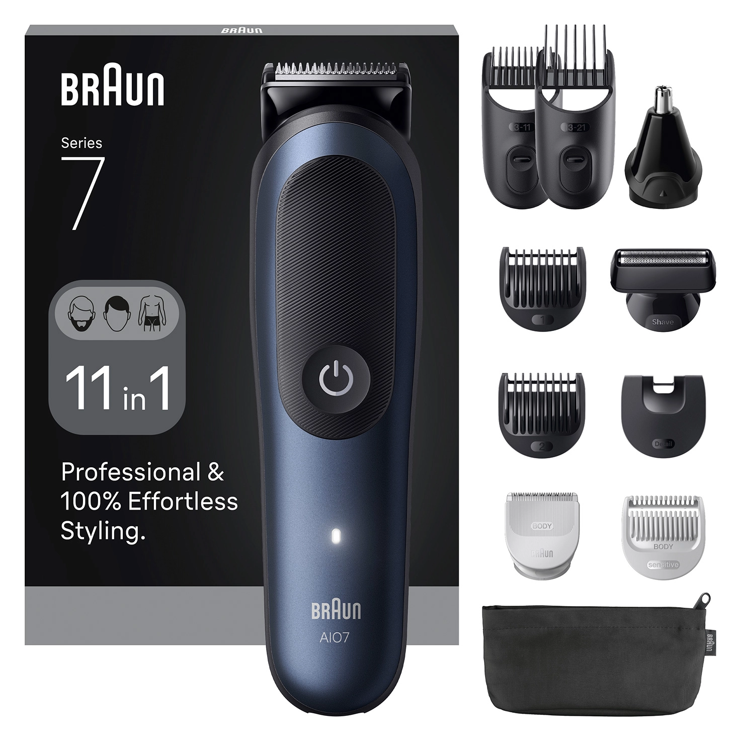 Braun Series 7, 11-in-1, tamsiai mėlyna - Plaukų kirpimo mašinėlė
